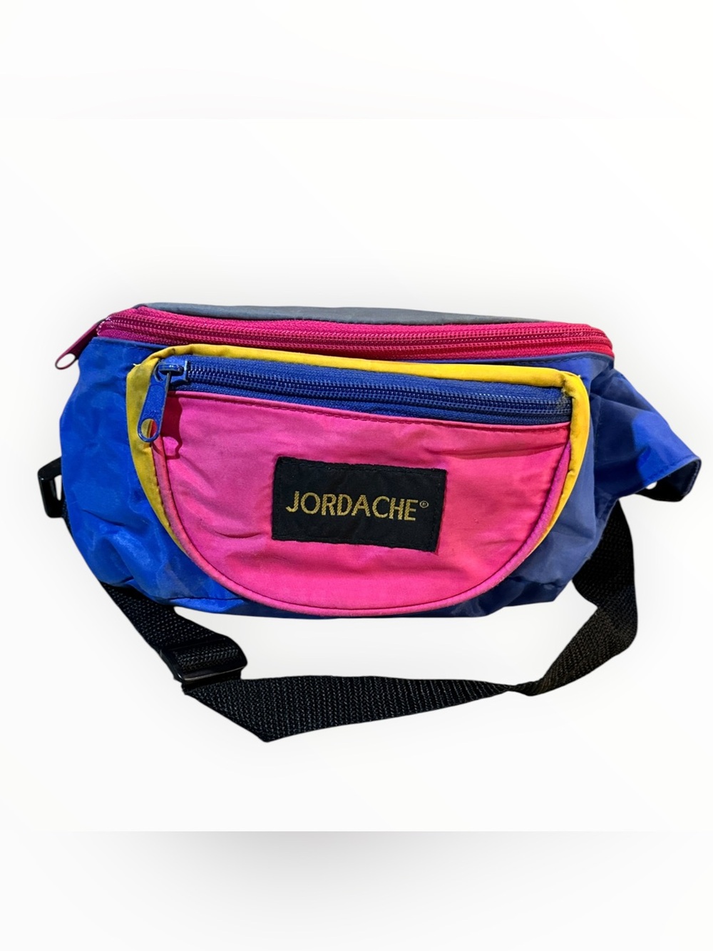 Vintage Jordache Retro Nylon Fanny Pack Waist Belt Bag 80s 90s Neon Pink Blue